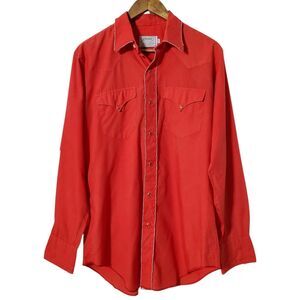 Vintage H Bar C Shirt Size 16/35 California Ranchwear Long Tail Pearl Snap Mens